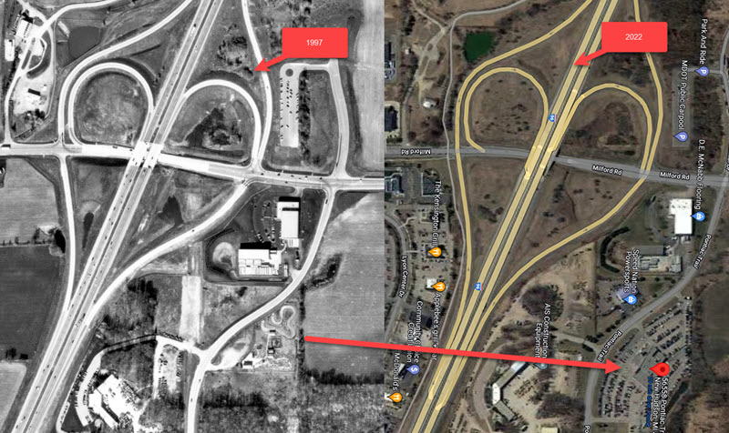 Michigan WaterWorld - 1997 Aerial Compared To 2022 (newer photo)